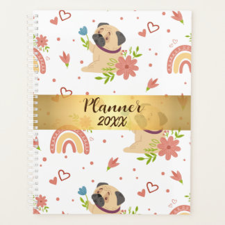 Pug with Rainbow Personalized Planner