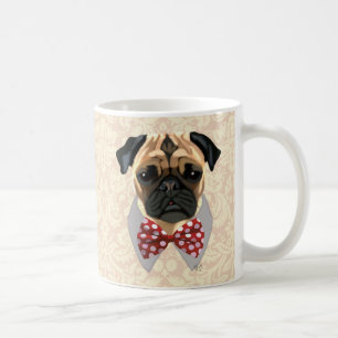 Pug with Red and White Spotty Bow Tie Coffee Mug