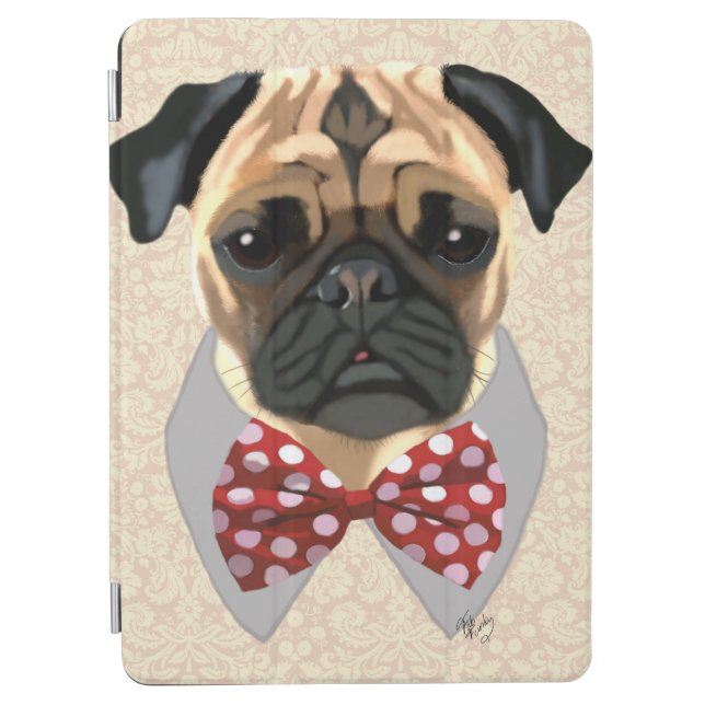 Pug with Red and White Spotty Bow Tie iPad Air Cover (Front)