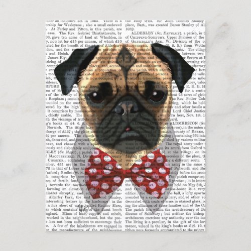 Pug with Red Spotted Bow Tie Postcard