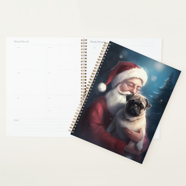 Pug With Santa Claus Festive Christmas Planner (Display)