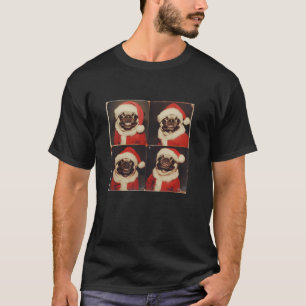 Pug With Santa Hat Festive Pet Portrait Pug Christ T-Shirt