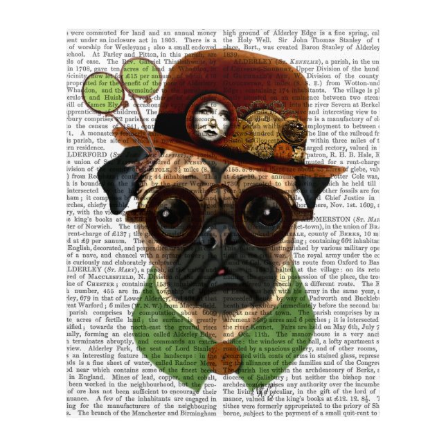Pug with Steampunk Bowler Hat Acrylic Print (Front)