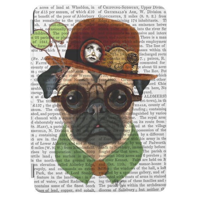 Pug with Steampunk Bowler Hat iPad Air Cover (Front)