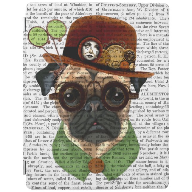 Pug with Steampunk Bowler Hat iPad Air Cover (Front)