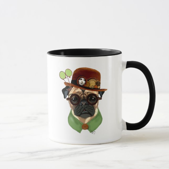 Pug with Steampunk Bowler Hat Mug (Right)