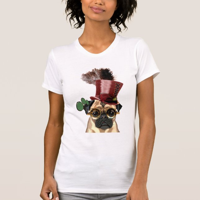 Pug with Steampunk Style Top Hat (Front)