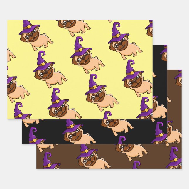 Pug With The Halloween Hat Wrapping Paper Sheets (Set)