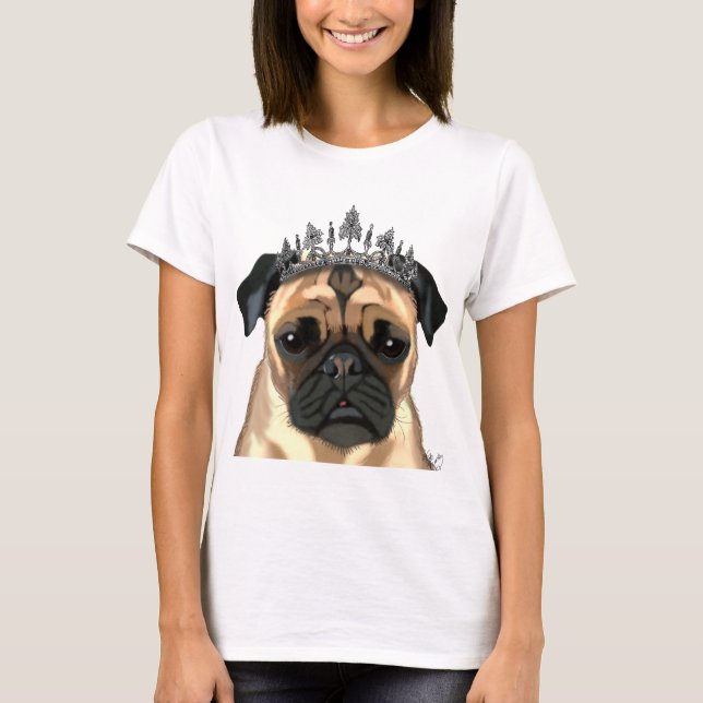 Pug With Tiara T-Shirt (Front)