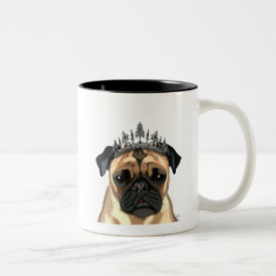 Pug With Tiara Two-Tone Coffee Mug
