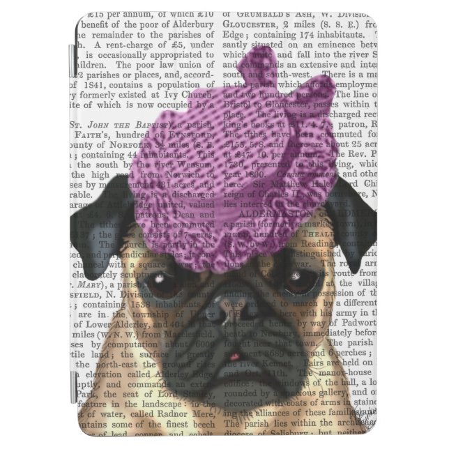 Pug with Vintage Purple Hat iPad Air Cover (Front)