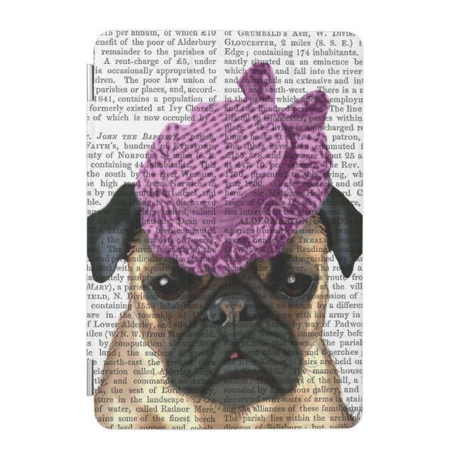 Pug with Vintage Purple Hat iPad Mini Cover (Front)