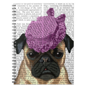 Pug with Vintage Purple Hat Notebook