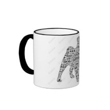 Pug words in black silhouette mug