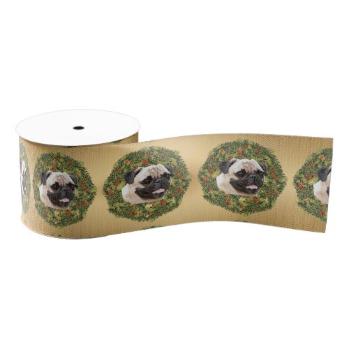 Pug Wreath Grosgrain Ribbon