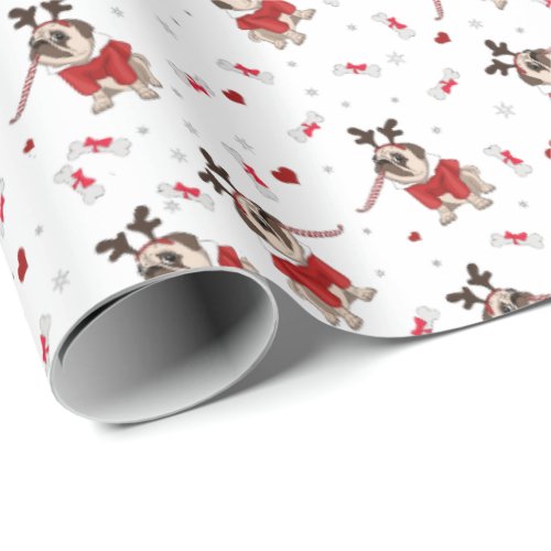 Pug Xmas Pattern Wrapping Paper