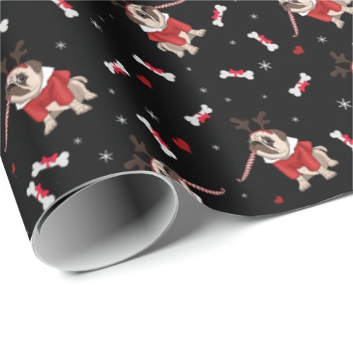 Pug Xmas Pattern Wrapping Paper