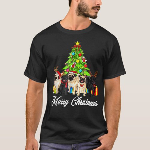 Pug Xmas Shirt Gift Merry Christmas Tree