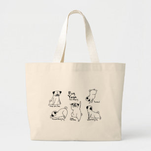 Pug Yoga Large Tote Bag