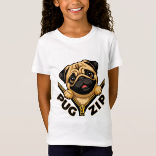 Pug Zip Cute Puppy Zipper Art T-Shirt