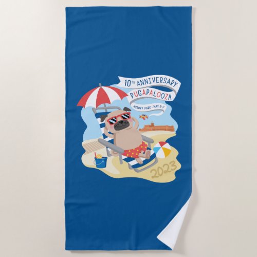 Pugapalooza Asbury Park Beach Towel