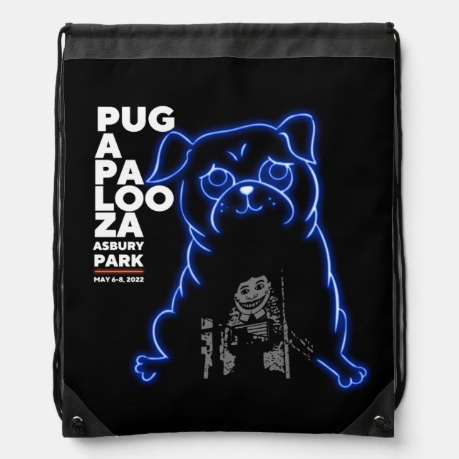 Pugapalooza Asbury Park Drawstring Backpack (Front)