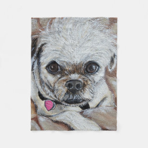 Pugapoo Painting Fleece Blanket