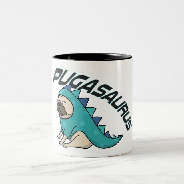 Pugasaurus Pug Dog Two Toned Mug (Center)