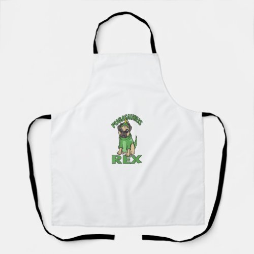 Pugasaurus Rex Cute Puglet Dino Pug Dinosaur Funny Apron