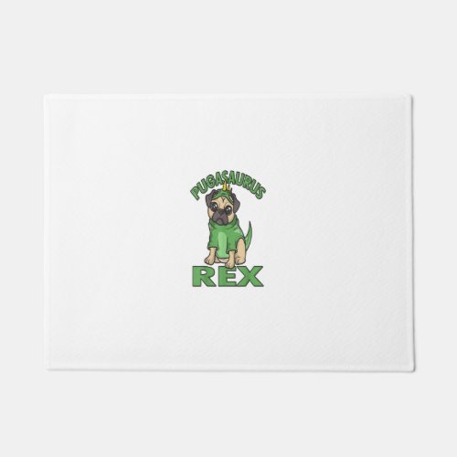 Pugasaurus Rex Cute Puglet Dino Pug Dinosaur Funny Doormat