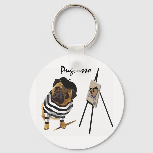 Pugcasso Keychain (Front)