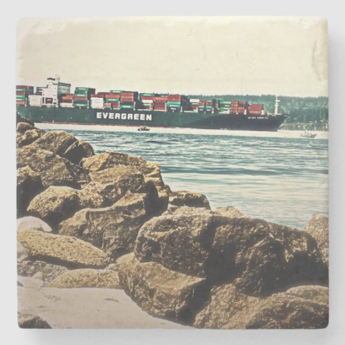 Puget Sound Cargo Ship Stone Coaster