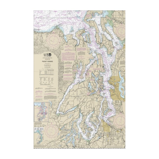 Puget Sound Nautical Chart 18440 Acrylic Print (Front)