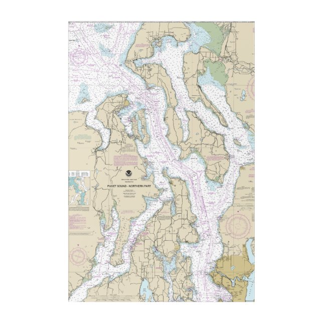 Puget Sound-Northern Part Nautical Chart 18441 Acrylic Print (Front)