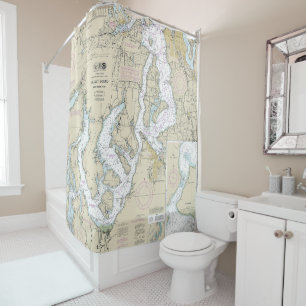 Puget Sound Southern Part Nautical Chart 18448 Shower Curtain