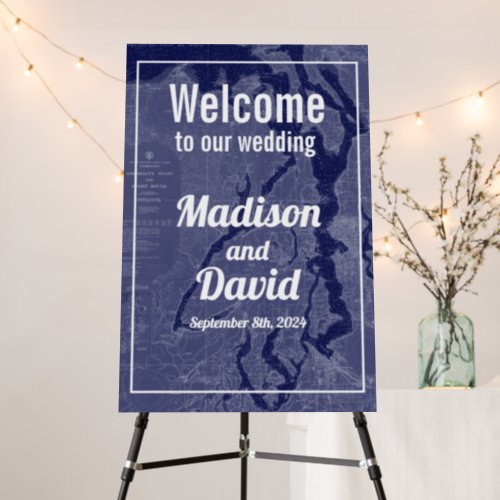 Puget Sound Vintage Map Wedding Welcome Sign