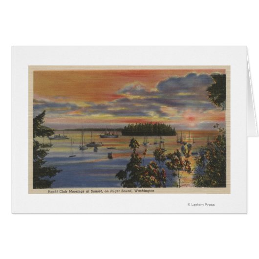 Puget Sound, WA - Yacht Club Moorings at Sunset (Front Horizontal)