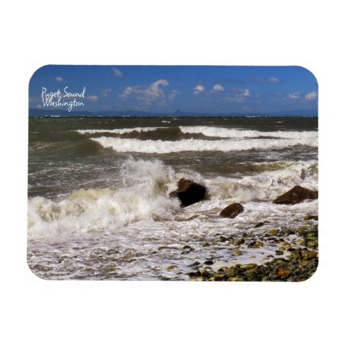 Puget Sound Washington Ocean Waves Beach Photo  Magnet