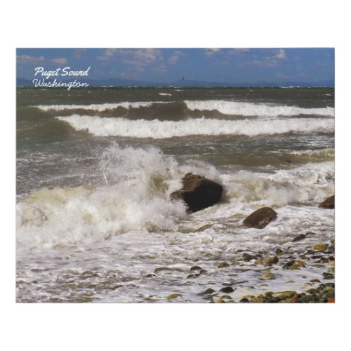 Puget Sound Washington Ocean Waves Photo Faux Canvas Print