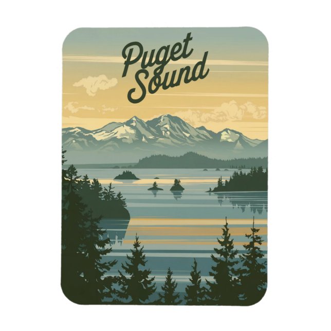 Puget Sound Washington Vintage  Magnet (Vertical)