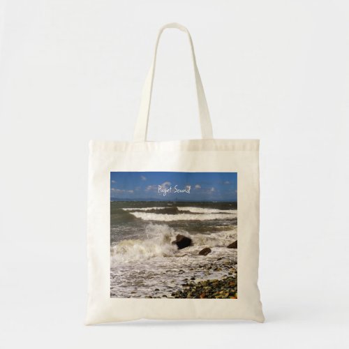 Puget Sound Waves Seascape Photo  Tote Bag