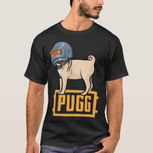 PUGG Cute Funny Pug Wearing PUBG Level 3 Helmet T-Shirt