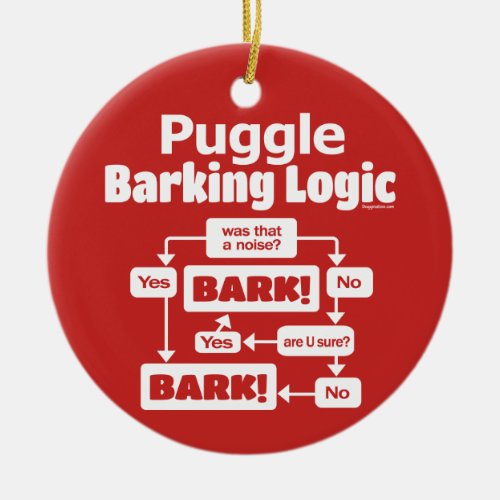 Puggle Barking Logic Ceramic Ornament
