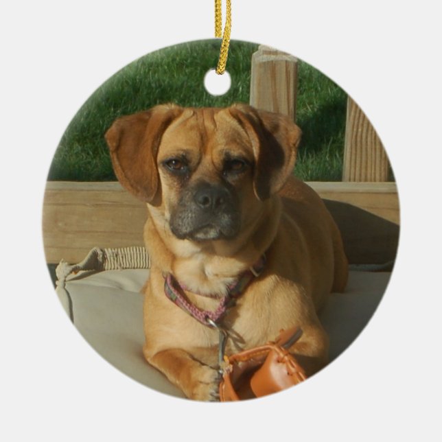 Puggle Christmas Ornament (Front)