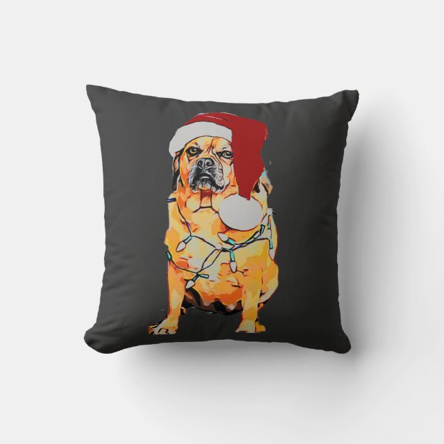 Puggle Christmas Throw Pillow (Front)