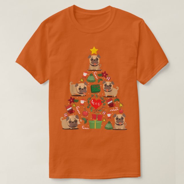 Puggle Christmas Tree Ornament Decor  T-Shirt (Design Front)