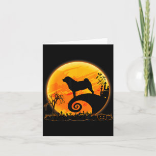 Puggle Dog And Moon Funny Dog Halloween Costume Card