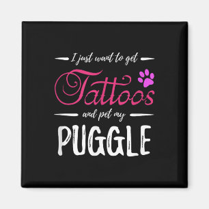 Puggle Dog Lover Tattoo Shirt Funny Dog Mom Gift I Magnet