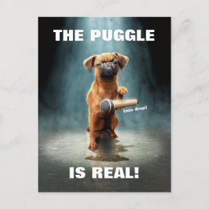 Puggle Mic Drop Invitation Postcard