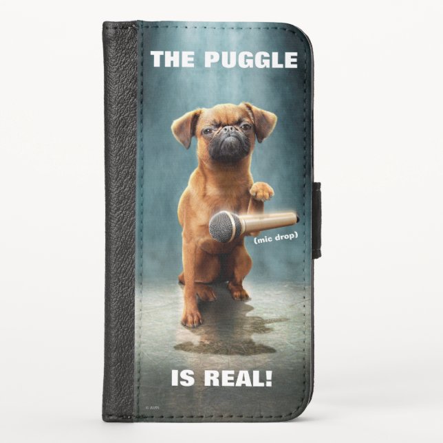 Puggle Mic Drop iPhone Wallet Case (Front)